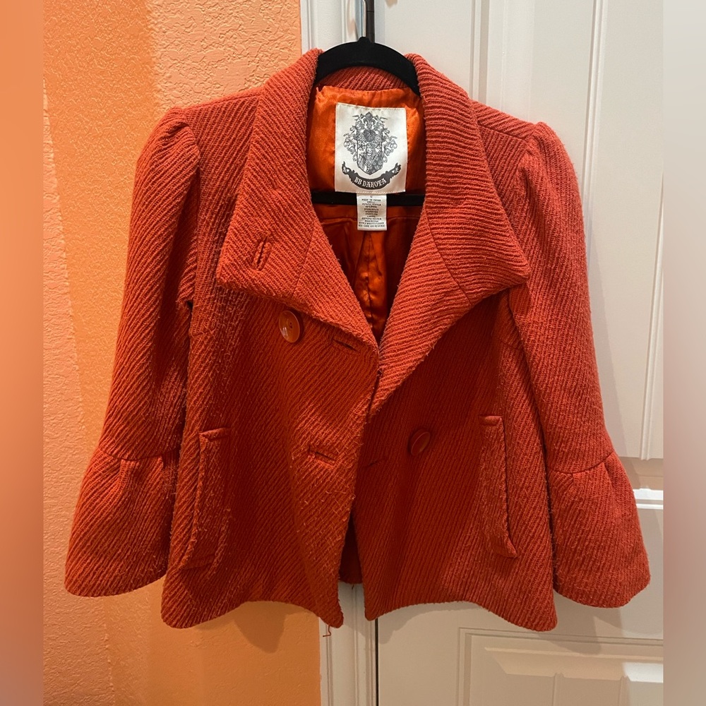 BB Dakota Nika Jacket Small Rust Orange Cropped Sleeve